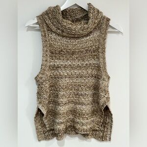 NWOT Pilcro Anthropologie Chunky Knit Sleeveless Turtleneck Sweater Vest Boho